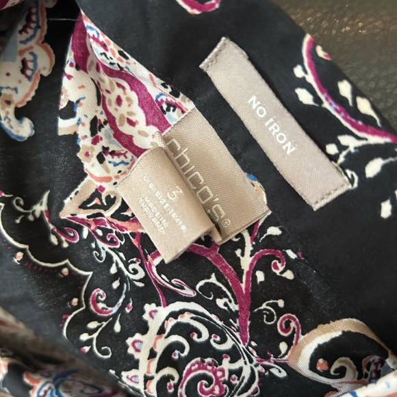 Chico’s Black Paisley Print Button-Up Shirt - Picture 2 of 5
